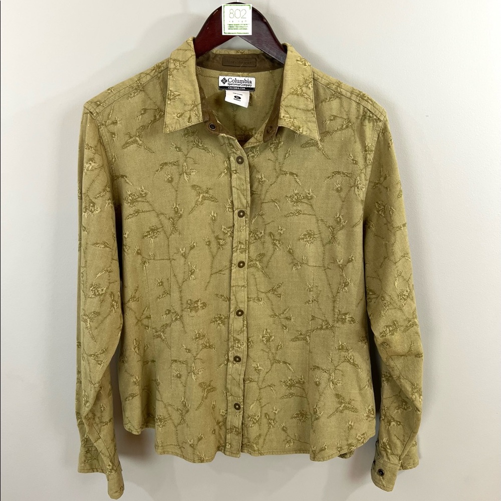 Columbia River Resort Women XL Snap Front Long-Sleeve Top Sage